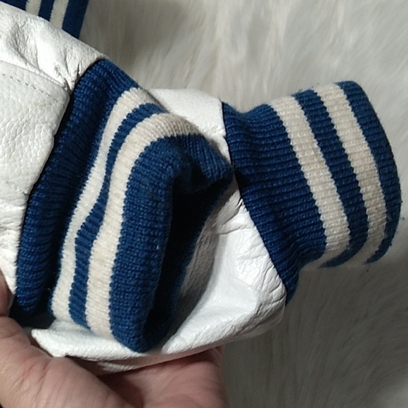 FINAL SALE! RARE! Sigma Refined Greek Blue Wool White Leather Letterman Jacket - Picture 6 of 16